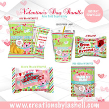 Load image into Gallery viewer, Valentine Instant Download Treat Bundle Valentine's day Bundle Template Printable V5