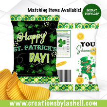 Load image into Gallery viewer, St Patrick's Day Chip Bag Instant Download Lucky Chip Bag Printable St Patrick's Day Favors Template St Patrick's Day Treat Bags SP4
