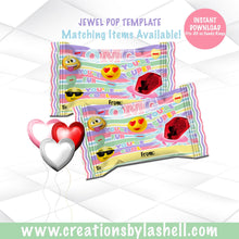 Load image into Gallery viewer, Valentine Jewel Pop Wrappers OMG Kids Valentine Candy Ring Favors Template Classroom Favors Instant Download V4