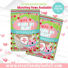 Load image into Gallery viewer, Valentine Hot Cocoa Printable | Valentine's Day Hot Chocolate Wrapper | Kids Valentine Instant Download | V5