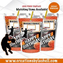 Load image into Gallery viewer, Basketball Juice Labels Instant Download Basketball labels Template Basketball Party Favors Printable BB1