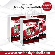 Load image into Gallery viewer, Graduation Gift Bag Template | Red Graduation Gift Bag Label Printable | Graduation Favor Bags Digital File | G6