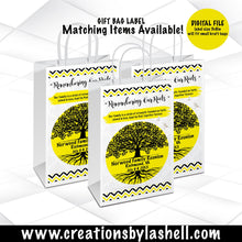 Load image into Gallery viewer, Family Reunion Gift Bag Label Template Yellow Family Reunion Favor Bag Printable Family Tree Gift Bag Label Digital File FR1