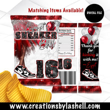 Load image into Gallery viewer, Sneaker Ball Chip Bag Template Red Sneaker Ball Favors Sneaker Ball Theme Party Digital File Printable SB1