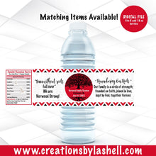 Load image into Gallery viewer, Family Reunion Water Bottle Labels Template Red Family Reunion Favors Printable Family Reunion Digital File FR1