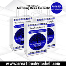 Load image into Gallery viewer, Family Reunion Gift Bag Label Template Blue Family Reunion Favor Bag Printable Family Tree Gift Bag Label Digital File FR1