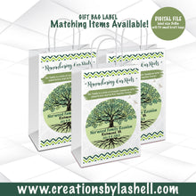 Load image into Gallery viewer, Family Reunion Gift Bag Label Template Green Family Reunion Favor Bag Printable Family Tree Gift Bag Label Digital File FR1