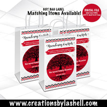 Load image into Gallery viewer, Family Reunion Gift Bag Label Template Red Family Reunion Favor Bag Printable Family Tree Gift Bag Label Digital File FR1