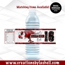 Load image into Gallery viewer, Sneaker Ball Water Bottle Labels Template Red Sneaker Ball Party Favors Printable Sneaker Theme Decoration Template SB1