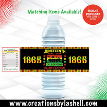 Load image into Gallery viewer, Juneteenth Water Bottle Labels Instant Download | Juneteenth Theme Labels Printable | Juneteenth Celebration Favors | J1