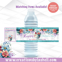 Load image into Gallery viewer, Mother's day Water bottle labels Instant Download | Mother's Day Favors Printable | Blue Mother's day labels | M3
