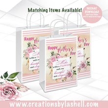 Load image into Gallery viewer, Mother's Day Gift Bag Label Instant Download | Mother's Day Gift Bag Label Printable | Pink Mother's Day Favor Bag | M2