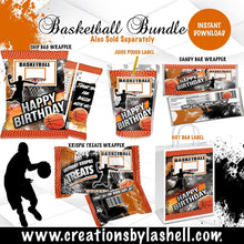 Load image into Gallery viewer, Basketball Party Labels Bundle Instant Download Basketball Party Favors Bundle Templates Basketball Chip Bag Package Printable BB1