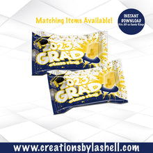 Load image into Gallery viewer, Graduation Candy Ring Wrapper Instant Download | Graduation Candy Ring Printable | Blue and Gold Candy Ring Favors | G10
