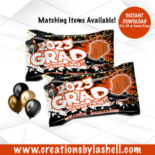 Load image into Gallery viewer, Graduation Candy Ring Wrapper Instant Download | Orange and Black Graduation Candy Ring Printable | Candy Ring Favors | G4