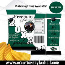 Load image into Gallery viewer, Graduation Chip Bag Printable | Green and White Graduation Chip Bag Instant Download | Graduation Favors | G12