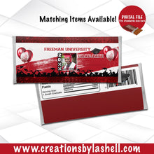 Load image into Gallery viewer, Graduation Candy Bar Wrapper Printable | Graduation Chocolate Bar Wrapper Digital File | Red and Black Graduation Favors | G6