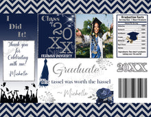 Load image into Gallery viewer, Graduation Chip Bags Digital File | Navy Blue and Silver Graduation Chip Bag Printable | Custom Graduation Favors | G13