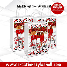 Load image into Gallery viewer, Sisterhood Gift Bag Labels Instant Download | Sorority Favor Bags Label Printable | Red and White Gift Bags SH1