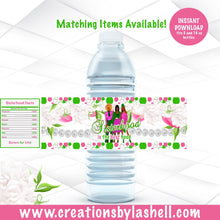 Load image into Gallery viewer, Sisterhood Water bottle labels Instant Download | Sorority Favors Printable | Pink and Green Ladies Night labels | SH1