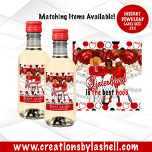 Load image into Gallery viewer, Sisterhood is The Best Hood Mini Wine Labels Instant Download Sorority Mini Wine Labels Printable Red and White Party Favors SH1