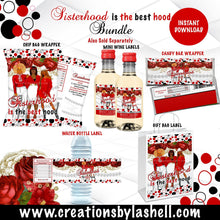 Load image into Gallery viewer, Sisterhood Party Labels Bundle Instant Download Sorority Party Favors Bundle Red and White Party Package Printable SH1