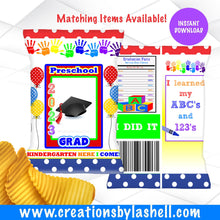 Load image into Gallery viewer, Preschool Graduation Chip Bag Instant Download | Pre K Graduation Chip Bag Printable | Graduation Favors | G9