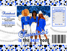 Load image into Gallery viewer, Sisterhood Party Labels Bundle Instant Download Sorority Party Favors Bundle Blue and White Chip Bag Package Printable SH1