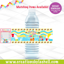 Load image into Gallery viewer, Pool Party Water Bottle Labels Instant Download | Splish Splash Drink Labels Printable | Pool Party Favors Printable | PP1
