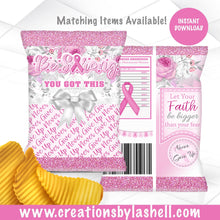 Load image into Gallery viewer, Breast Cancer Awareness Chip bag Instant Download | Breast Cancer Chip bag Digital File | Be Strong Chip Bag Printable BC1