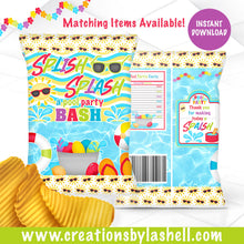 Load image into Gallery viewer, Pool Party Labels Bundle Instant Download Pool Party Favors Bundle Printable Splish Splash Chip Bag Package Printable PP1