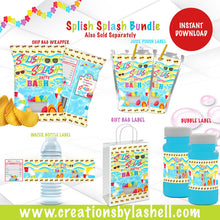 Load image into Gallery viewer, Pool Party Labels Bundle Instant Download Pool Party Favors Bundle Printable Splish Splash Chip Bag Package Printable PP1