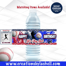 Load image into Gallery viewer, Baseball Water bottle Labels Instant Download Baseball labels Template Baseball Party Favors Printable BAB1