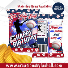 Load image into Gallery viewer, Baseball Party Labels Bundle Instant Download Baseball Party Favors Bundle Templates Baseball Chip Bag Package Printable BAB1