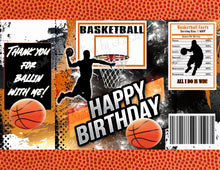 Load image into Gallery viewer, Basketball Party Labels Bundle Instant Download Basketball Party Favors Bundle Templates Basketball Chip Bag Package Printable BB1