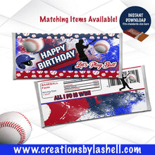 Load image into Gallery viewer, Baseball Candy bar Wrappers Instant Download | Let's Play Ball Chocolate Bar Wrapper Printable | Baseball Favor Printable BAB1