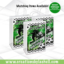 Load image into Gallery viewer, Soccer Gift Bag Labels Instant Download | Soccer Favor Bags label Printable | Soccer Party Template SCR1