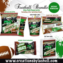 Load image into Gallery viewer, Football Party Labels Bundle Instant Download Football Party Favors Bundle Templates Football Chip Bag Package Printable F3