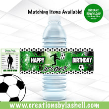 Load image into Gallery viewer, Soccer Water bottle Labels Instant Download Soccer Labels Digital File Soccer Party Favors Printable Sports Party Decor SCR1