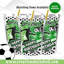 Load image into Gallery viewer, Soccer Juice Pouch Labels Instant Download Soccer labels Template Soccer Party Favors Printable Soccer Party Decor SCR1
