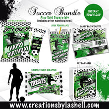 Load image into Gallery viewer, Soccer Party Labels Bundle Instant Download Soccer Party Favors Bundle Templates Soccer Chip Bag Package Printable BB1