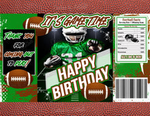 Load image into Gallery viewer, Football Chip bag Instant Download It's Game Time Chip bag Template Football Chip Bag Wrapper Football Party Favors F3