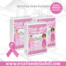 Load image into Gallery viewer, Pink Breast Cancer Gift Bag Label Printable | Breast Cancer Favor Bags Label Printable | Breast Cancer Awareness Instant Download BC1