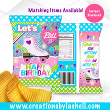 Load image into Gallery viewer, Roller Skating Chip bag Party Favor Instant Download Let's Roll Chip bag Template Roller Skating Party Favor Chip Bag Wrapper RS1