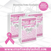 Load image into Gallery viewer, Breast Cancer Awareness Gift Bag Labels Instant Download | Breast Cancer Favor Bags Label Printable | Pink Breast Cancer Printable BC1