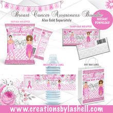 Load image into Gallery viewer, Pink Breast Cancer Awareness Party Labels Bundle Instant Download Breast Cancer Awareness Month Favors Printable BC1