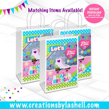 Load image into Gallery viewer, Roller Skating Gift Bag Label Instant Download Let's Roll Favor Bag Printable Roller Skate Birthday Gift Bag Label Digital File RS1