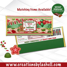 Load image into Gallery viewer, Christmas Gingerbread Kisses Candy Bar Wrapper Instant Download C2