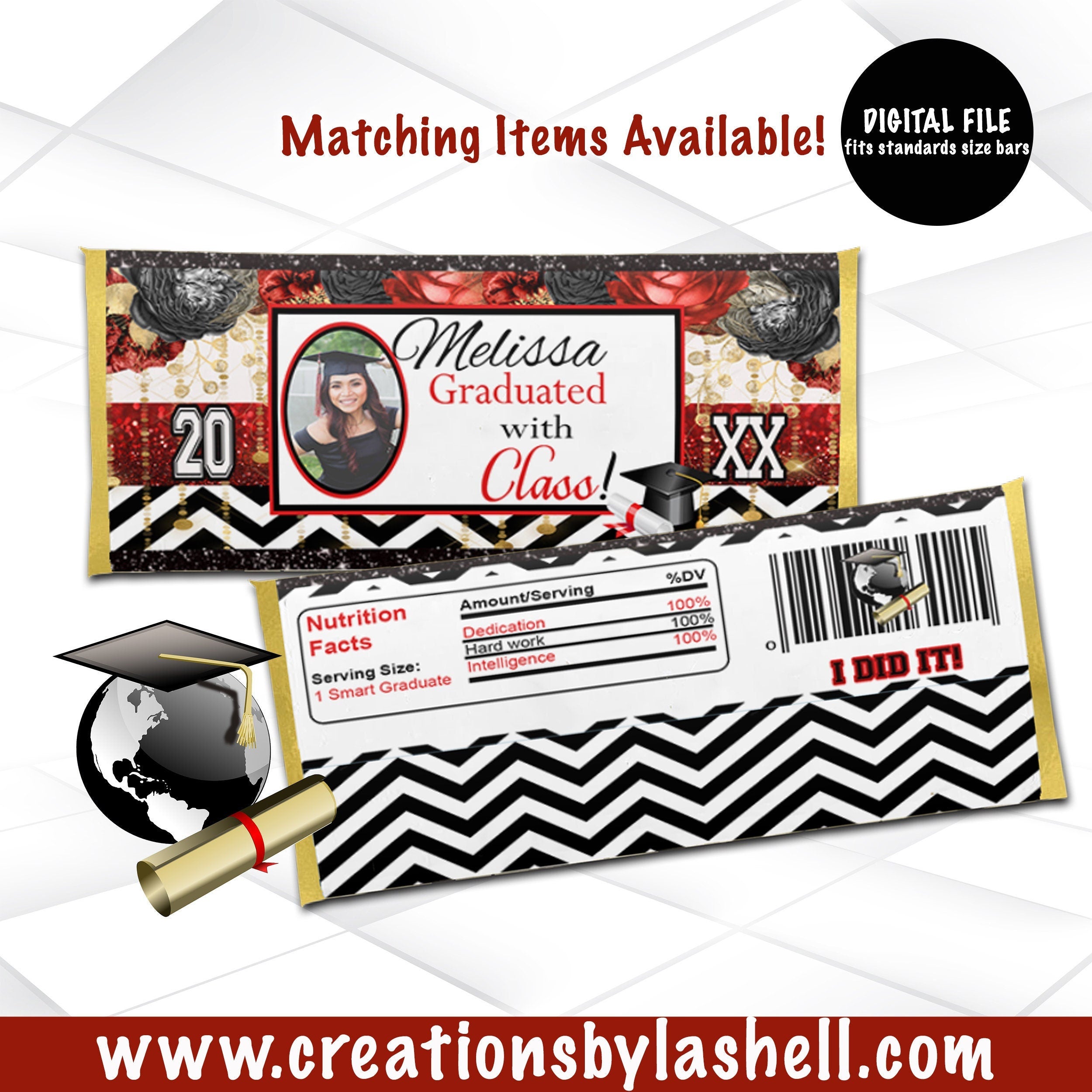 Graduation Candy Bar Wrapper Digital File | Graduation Chocolate Bar W ...