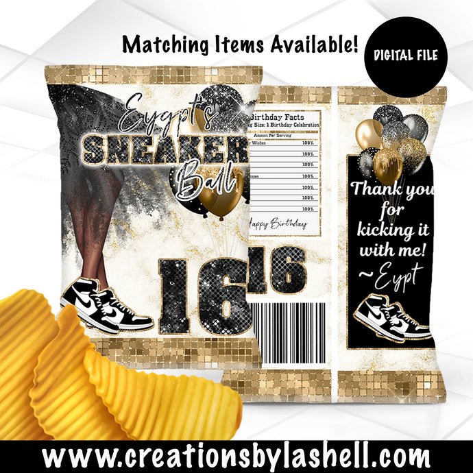 Sneaker Ball Chip Bag Template Sneaker Ball Favors Sneaker Ball Theme Party Digital File Printable SB1
